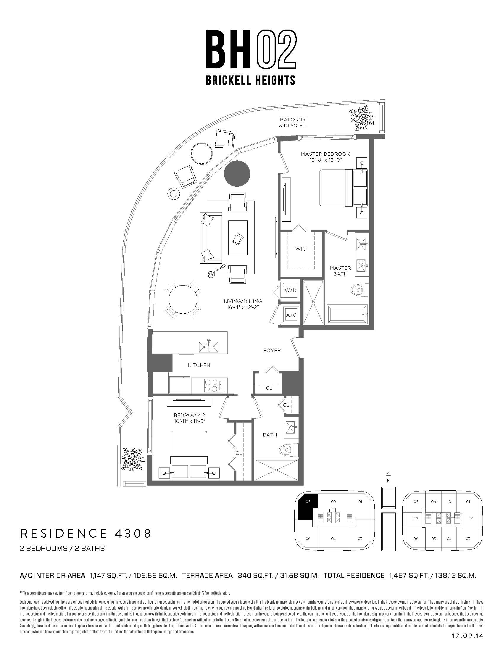 Brickell Heights West Residence 4308 Floorplans