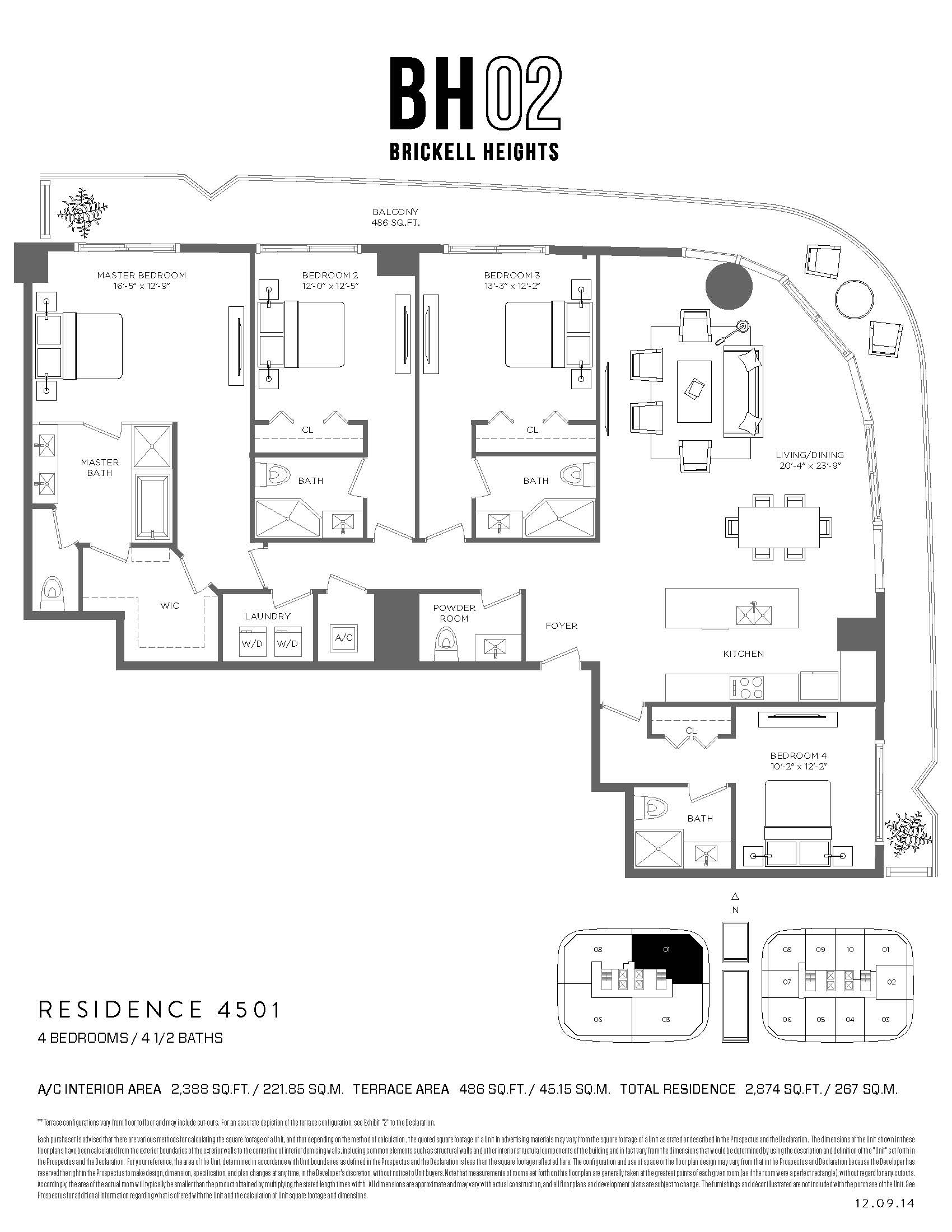 Brickell Heights West Residence 4501 Floorplans