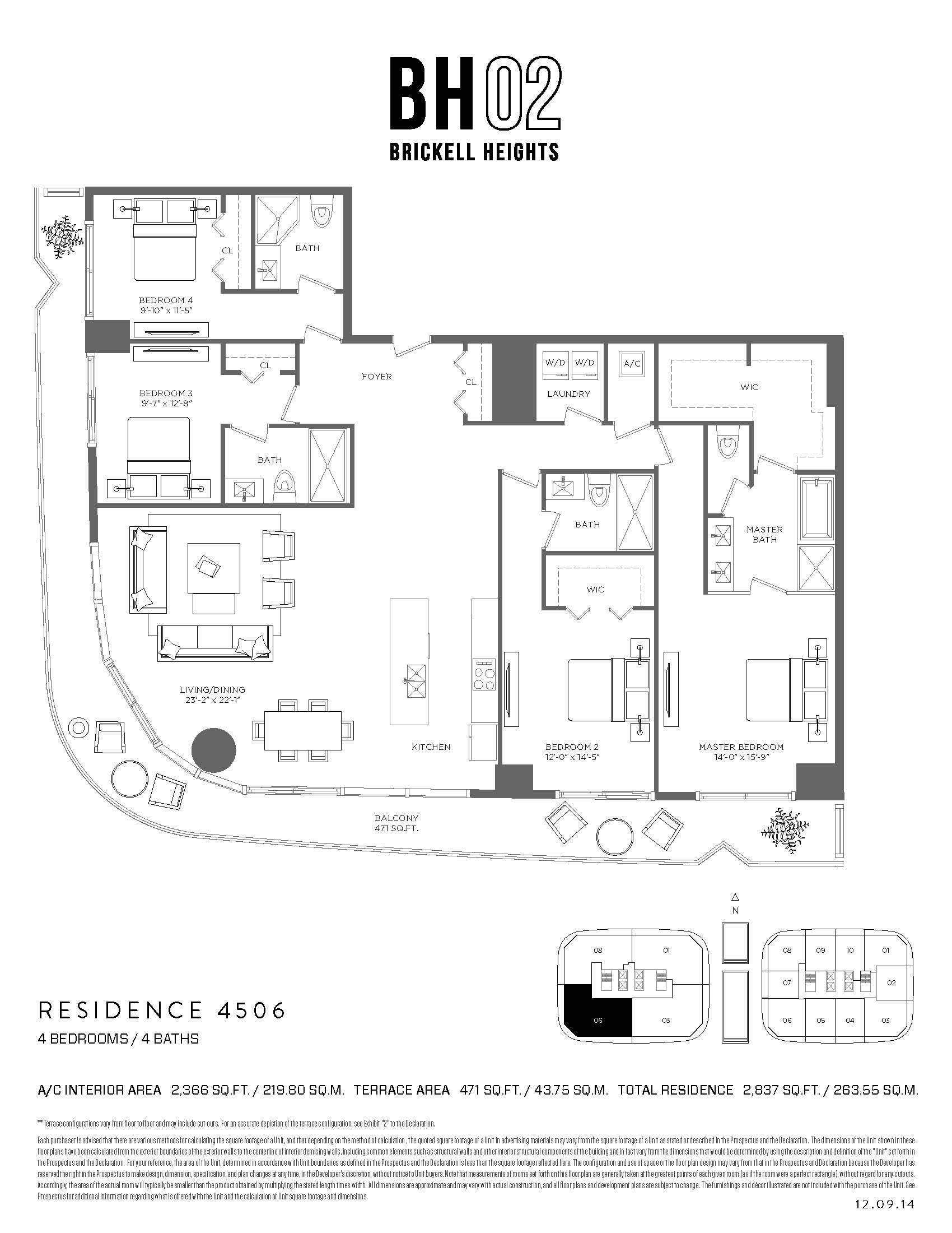 Brickell Heights West Residence 4506 Floorplans